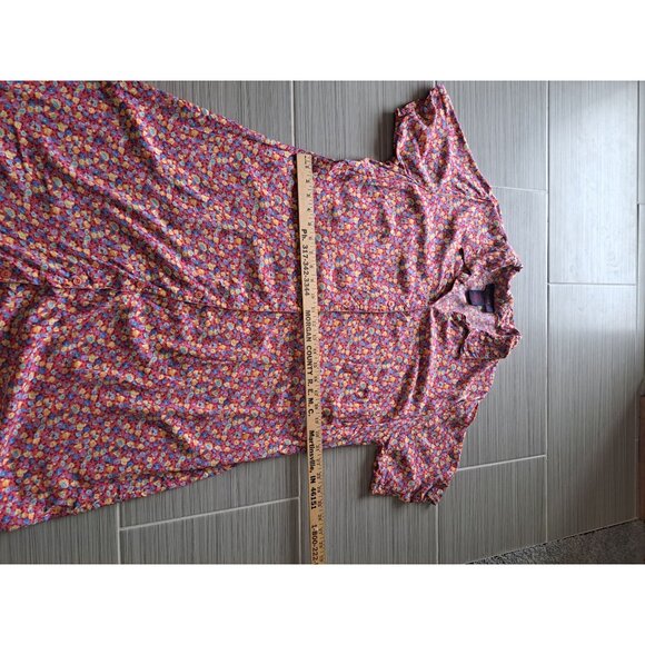 Denim & Co. Womens Floral Button Down Short Sleeve Dress Size 1X Rayon Multicolo - Picture 8 of 10